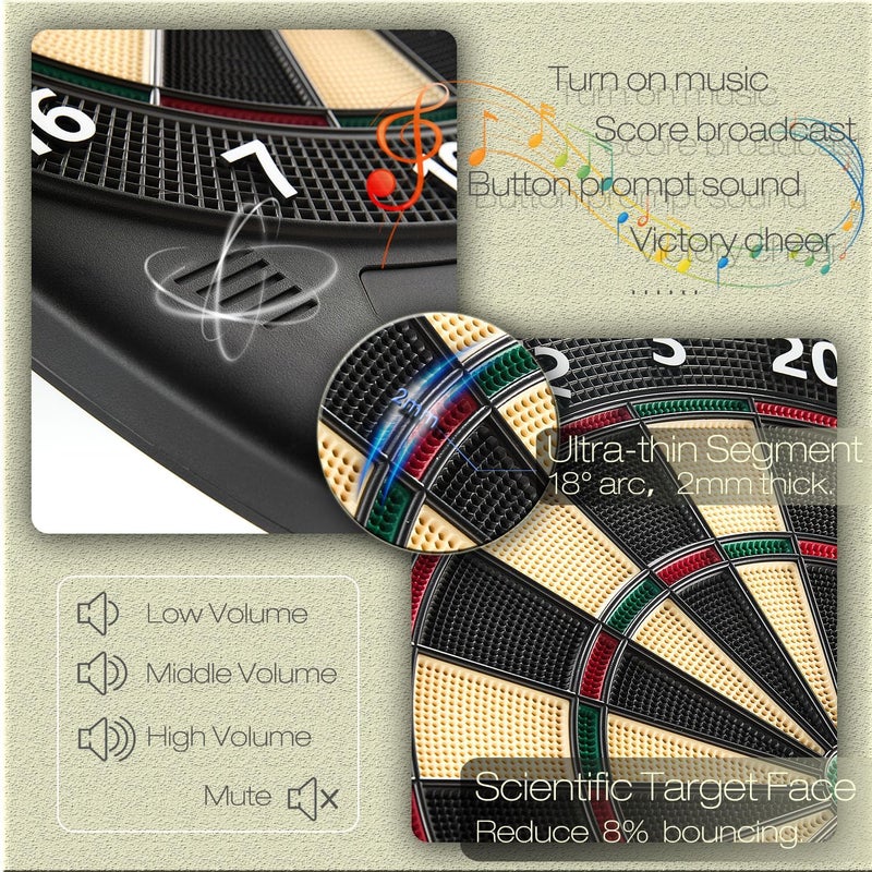 Sydora Electronic Dartboard Set with Colorful LED Displays, Soft Tip Cricket Dart Board AC & Batteries - Including 6 Darts, 130 Tips,6 Integrated Dart Tail, 2.5m Extended Power Adapter - Image 4